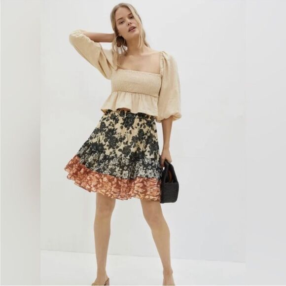 Anthropologie Sachin x Babi Loretta Multicolor Floral Lace Skirt Size Small - Picture 9 of 9